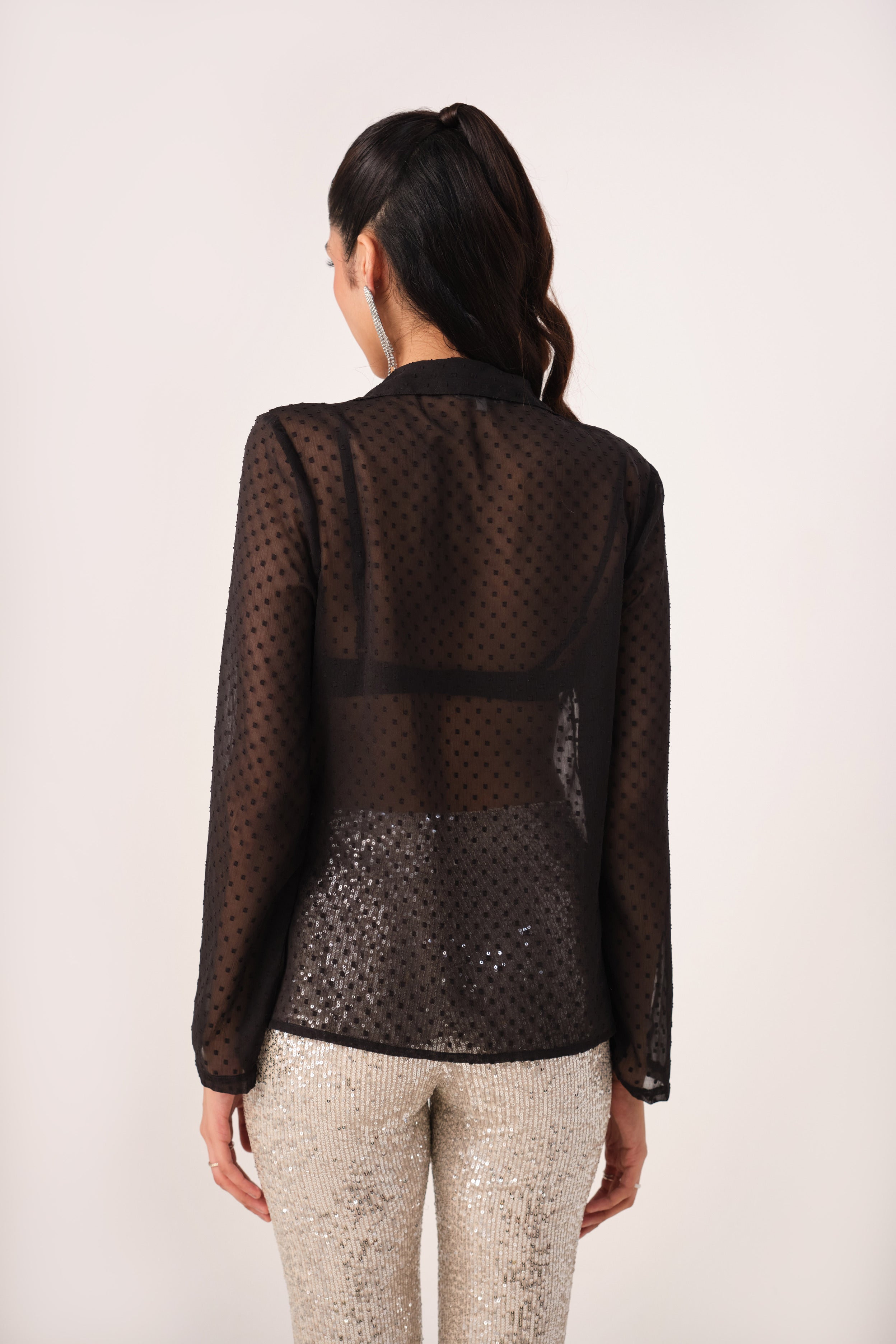 DANCE THE NIGHT AWAY SHEER OPEN SHIRT