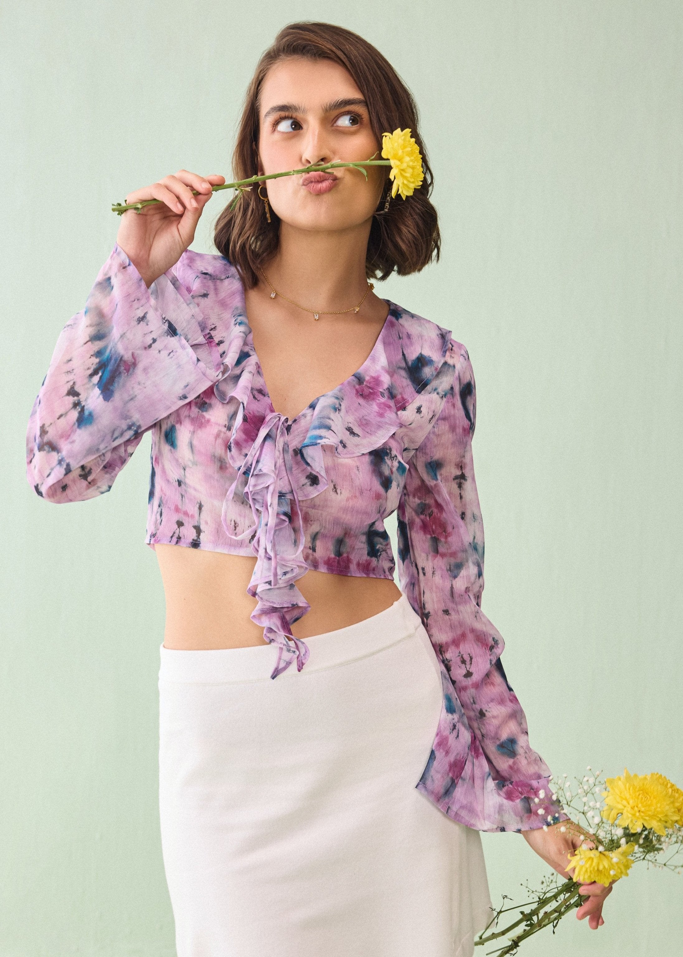 OUR LAST SUMMER RUFFLE BLOUSE